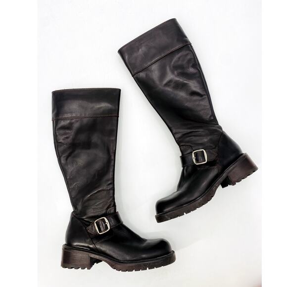 J. Crew Brown leather Chunky Heel Boots - Picture 1 of 7